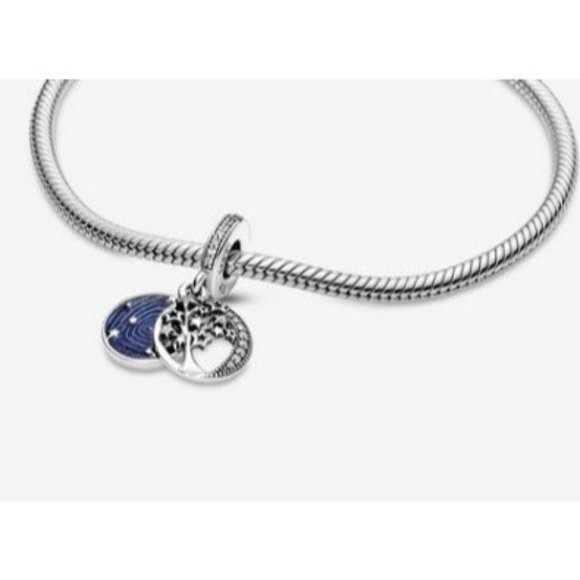 New Pandora love you to the moon & back double dangle tree Galaxy charm - Picture 4 of 5